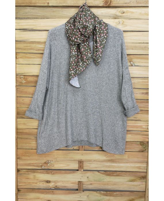 LARGE SIZE SWEATER SOFT + SCARF MATCHING 5006 MILITARY GREEN