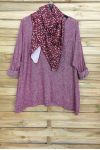 LARGE SIZE SWEATER SOFT + SCARF MATCHING 5006 BORDEAUX