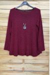 LARGE SIZE SWEATER WITH COLLAR OFFERED 4092 BORDEAUX