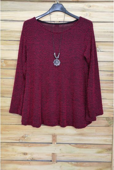 LARGE SIZE SWEATER WITH COLLAR OFFERED 4092 BORDEAUX