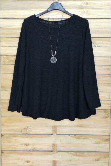 GRANDE TAILLE PULL AVEC COLLIER OFFERT 4092 NOIR