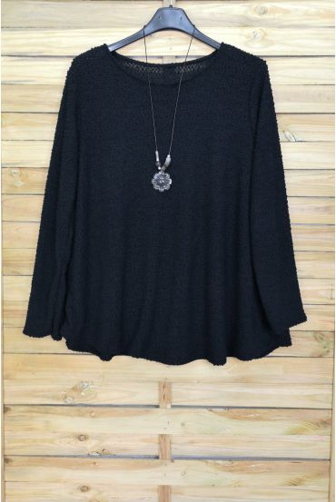 LARGE SIZE SWEATER WITH COLLAR OFFERED 4092 BLACK