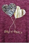 LARGE SIZE SWEATER HEARTS 4093 BORDEAUX