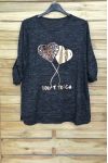 LARGE SIZE SWEATER HEARTS 4093 BLACK