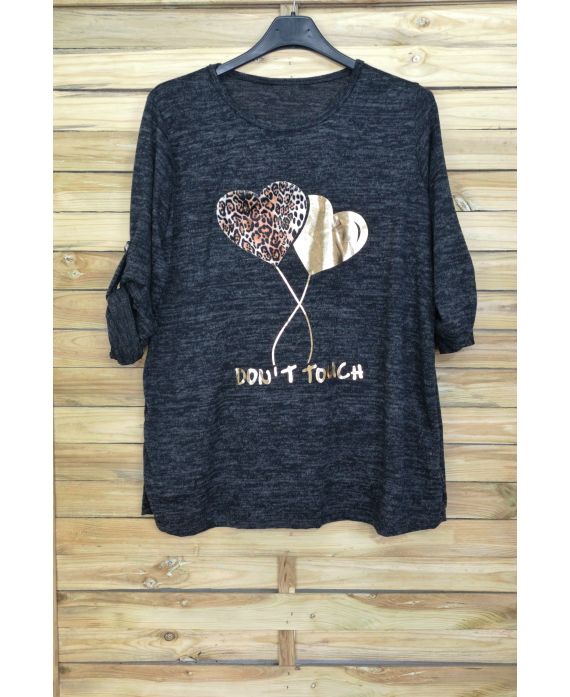 LARGE SIZE SWEATER HEARTS 4093 BLACK