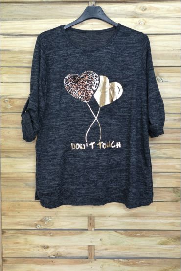 LARGE SIZE SWEATER HEARTS 4093 BLACK