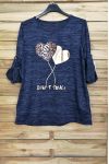LARGE SIZE SWEATER HEARTS 4093 NAVY BLUE