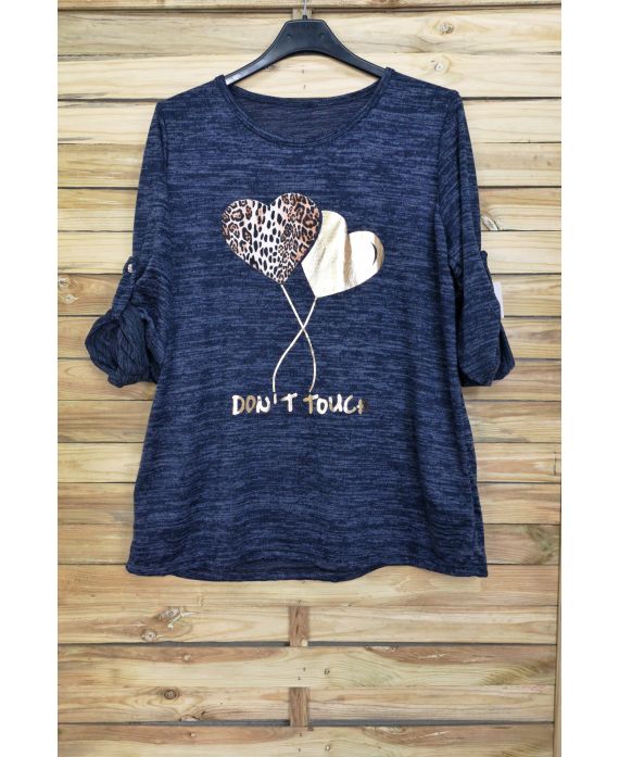 LARGE SIZE SWEATER HEARTS 4093 NAVY BLUE
