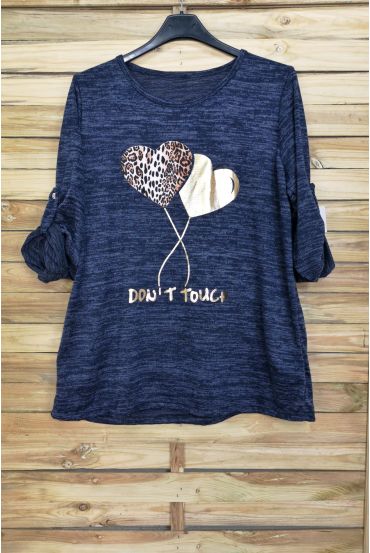 LARGE SIZE SWEATER HEARTS 4093 NAVY BLUE