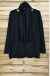 LARGE SIZE SWEATER WITH SCARF ATTACHED 4089 BLACK