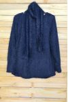 LARGE SIZE SWEATER WITH SCARF ATTACHED 4089 NAVY BLUE
