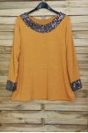 GRANDE TAILLE TUNIQUE PAILLETTES 4088 MOUTARDE
