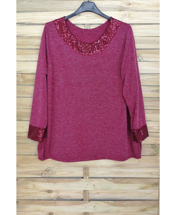 LARGE SIZE TUNIC SEQUINS 4088 BORDEAUX