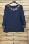 LARGE SIZE TUNIC SEQUINS 4088 BLUE