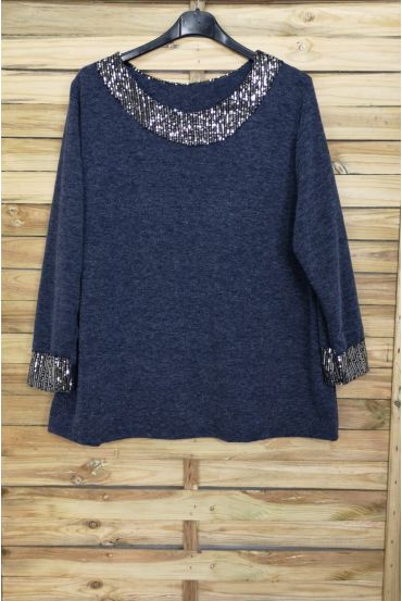 LARGE SIZE TUNIC SEQUINS 4088 BLUE