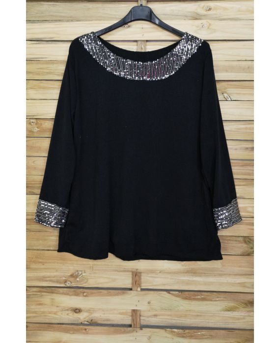 LARGE SIZE TUNIC SEQUINS 4088 BLACK