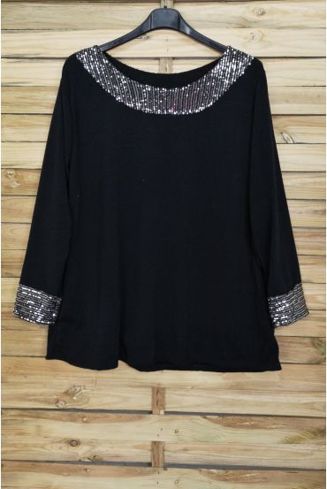 LARGE SIZE TUNIC SEQUINS 4088 BLACK