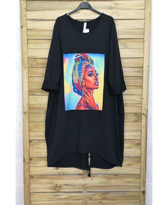 LARGE SIZE DRESS WOMAN AFRICAN 4087 BLACK