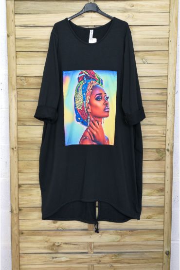 LARGE SIZE DRESS WOMAN AFRICAN 4087 BLACK