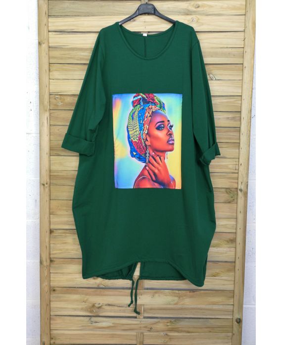 LARGE SIZE DRESS AFRICAN WOMEN 4087 EMERALD