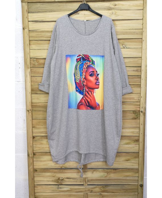 DE GRAN TAMAÑO VESTIDO DE MUJER AFRICANA 4087 GRIS