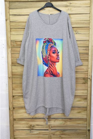 GRANDE TAILLE ROBE FEMME AFRICAINE 4087 GRIS