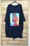 LARGE SIZE DRESS WOMAN AFRICAN 4087 NAVY BLUE
