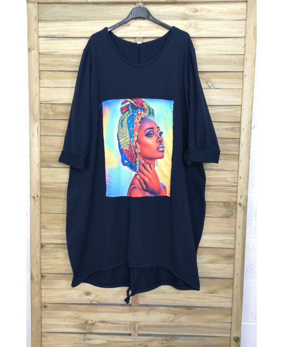 LARGE SIZE DRESS WOMAN AFRICAN 4087 NAVY BLUE