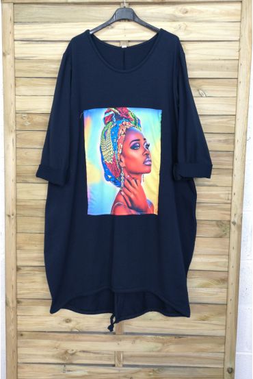LARGE SIZE DRESS WOMAN AFRICAN 4087 NAVY BLUE