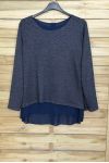 LARGE SIZE SWEATER TUNIC OPEN BACK 4090 NAVY BLUE