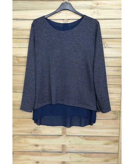 LARGE SIZE SWEATER TUNIC OPEN BACK 4090 NAVY BLUE