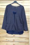 LARGE SIZE SWEATER TUNIC OPEN BACK 4090 NAVY BLUE