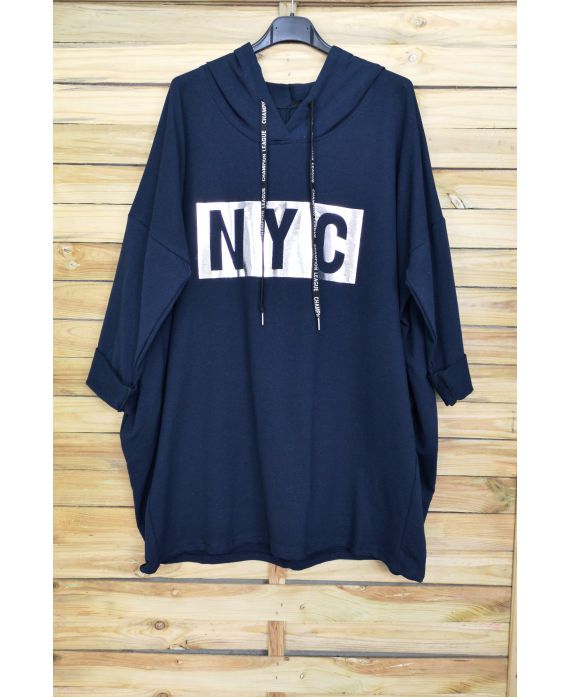 GRANDE TAILLE PULL SWEAT NYC 5009 BLEU MARINE