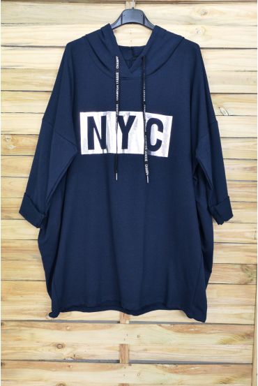 DI GRANDI DIMENSIONI MAGLIONE FELPA NYC 5009 BLU NAVY