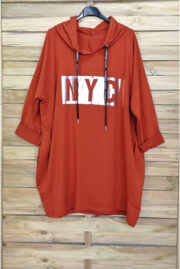 DUŻY ROZMIAR SWETER BLUZA NYC 5009 CEGŁA