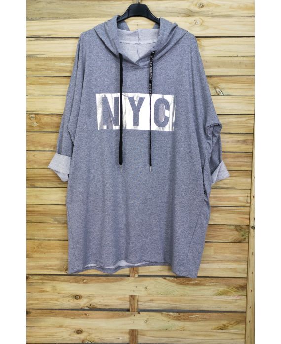 GRANDE TAILLE PULL SWEAT NYC 5009 GRIS