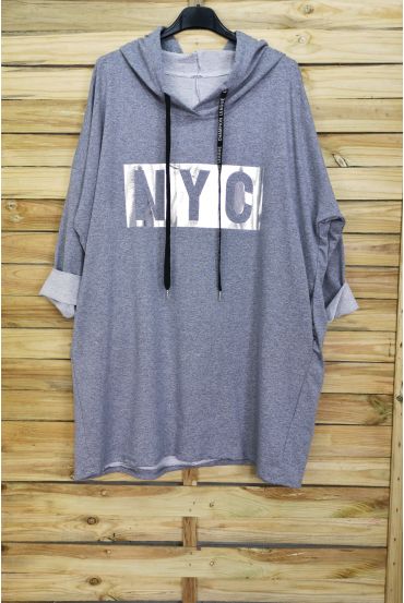 DE GRAN TAMAÑO SUÉTER DE LA SUDADERA DE NYC 5009 GRIS