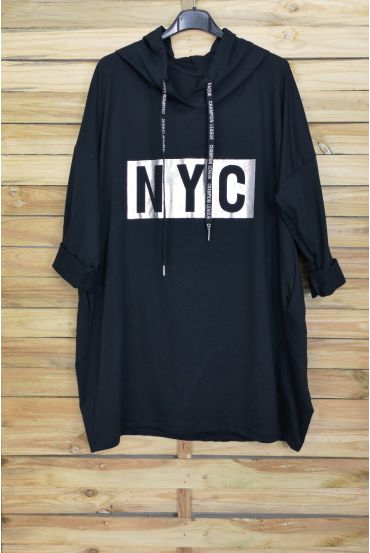 DE GRAN TAMAÑO SUÉTER DE LA SUDADERA DE NYC 5009 NEGRO