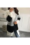 GILET LONG AJOURE 3082 BLANC GRIS