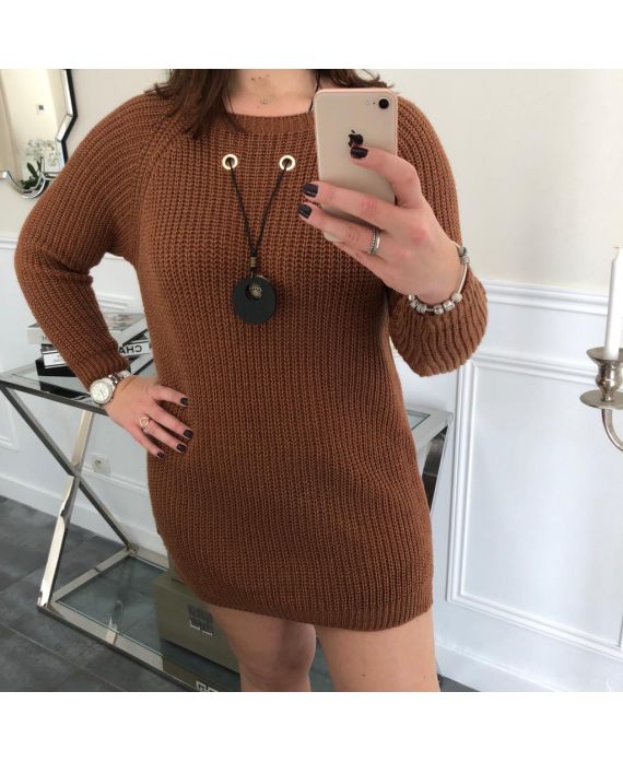 LARGE SIZE SWEATER JEWEL INTEGRATED 4096 CAMEL