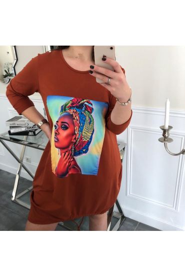 GROßE GRÖßE KLEID AFRIKANISCHE FRAU 4087 ZIEGEL