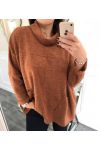 GRANDE TAILLE PULL COL BOULE 2 POCHES 5005 CAMEL