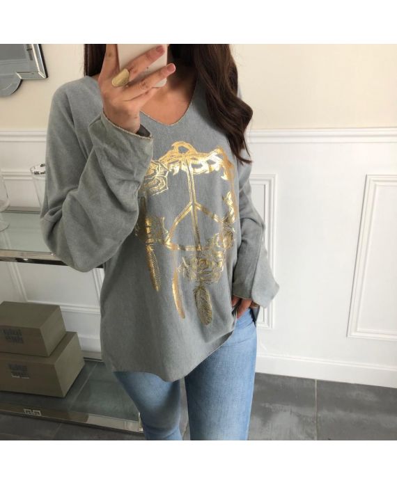 PULL PEACE AND LOVE 4059 GRIS