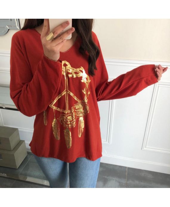 PULL PEACE AND LOVE 4059 BRIQUE