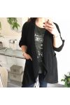 LARGE SIZE VEST LONG 2 POCKETS 3058 BLACK