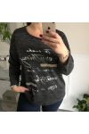 GRANDE TAILLE PULL MESSAGES 4095 NOIR