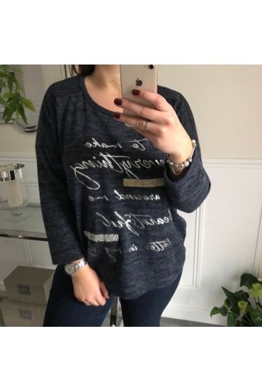 GRANDE TAILLE PULL MESSAGES 4095 BLEU MARINE