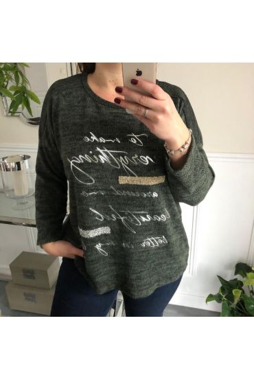 GRANDE TAILLE PULL MESSAGES 4095 VERT