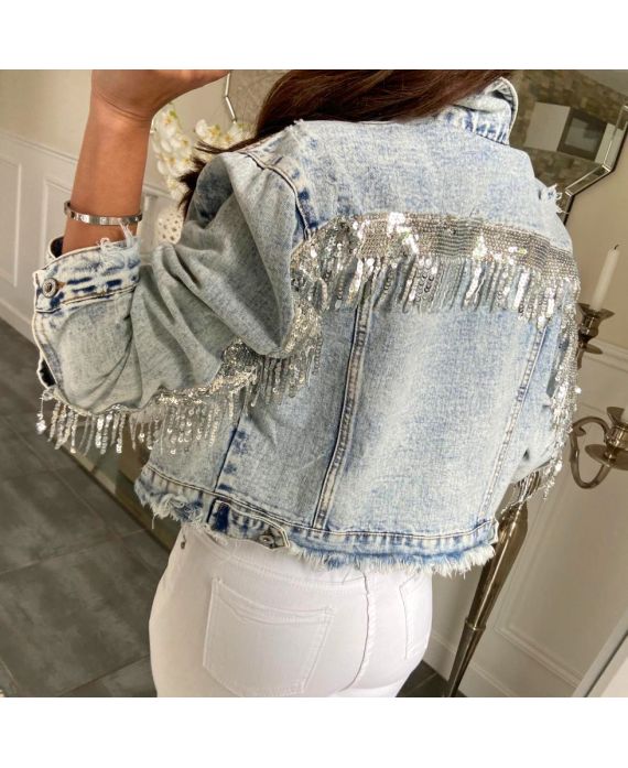PACK 3 GIACCHE DI JEANS FRANGE PAILLETTES S-M-L-5188 BLU -  www.grossiste-pret-a-porter.com