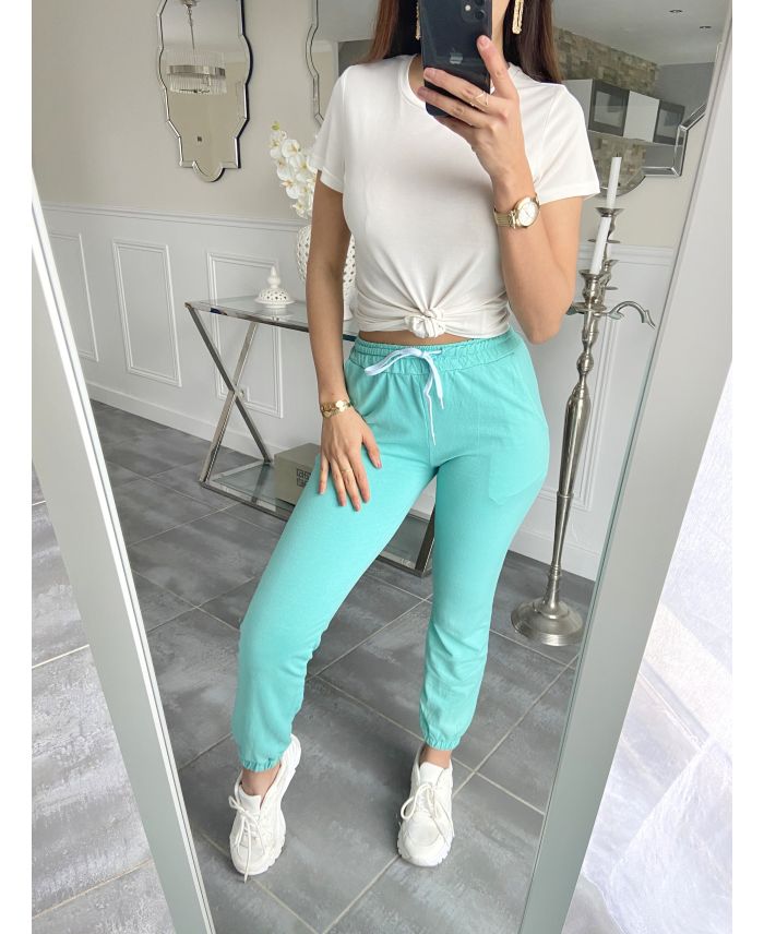 green jogging bottoms